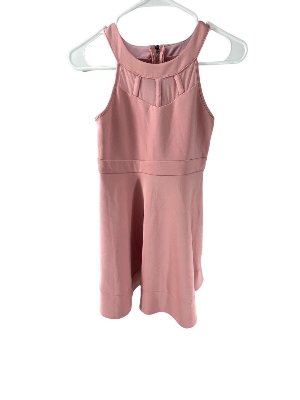 Nickie Lew Girls Pink Sleeveless Sheer Mesh Yoke Mini A-Line Dress Youth Size 14